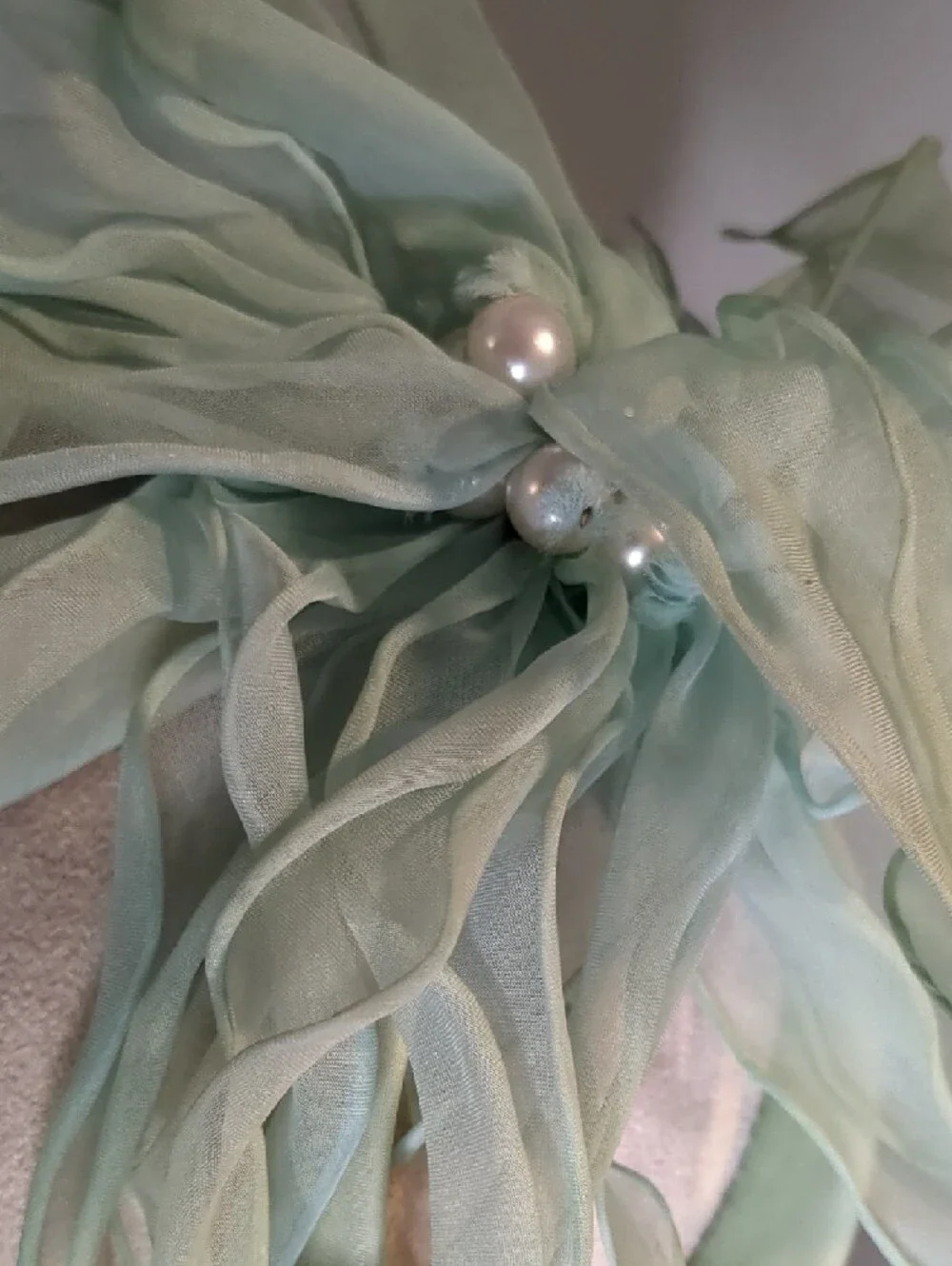 Vintage 40s To 50s Peg Wolfington Fascinator Hat Mint Blue Sheer Chiffon